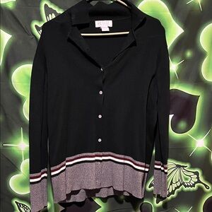 Petite Sophisticate Black and Gray Sweater